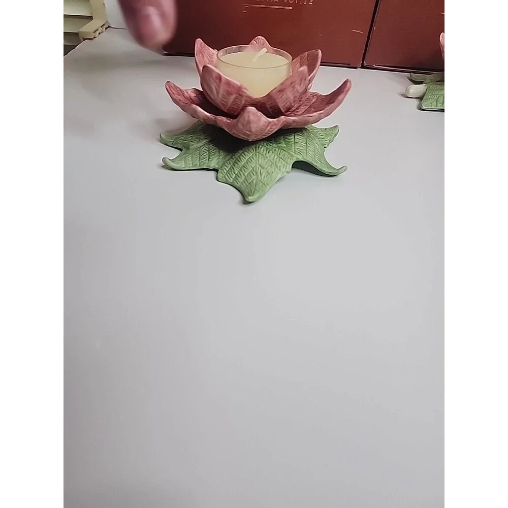 Lot Of 2 Lenox Poinsettia Votive Candle Holder Christmas New in Box Holiday NIB